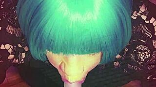 that sissy shemale slut deepthroats sloppy gagging on nasty dick like a pro