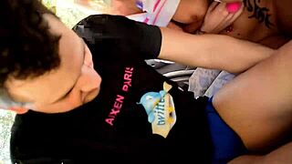french monster cock fucks stefanni tarrago's natural tits spanish pussy in car