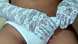 Thai Ladyboy Shemale Struts in White Bra Panties