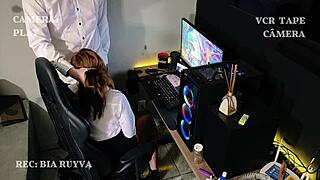 Amateur Secretary Sucks Boss Stinky Cock for Raise Behind Cuckold Wife