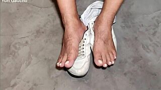 i worship yuri gaucho's huge brazilian cock feet fetish shower solo