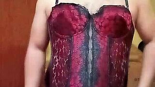 Shirley dances sexy in red black corset lingerie