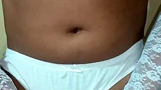 Thai Ladyboy Shemale Struts in White Bra Panties