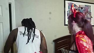 naughty redhead 18+ devil slurps big black cock until cum floods mouth