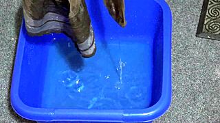 she spreads holes for licking then pees all over in dirty homemade fetish clip