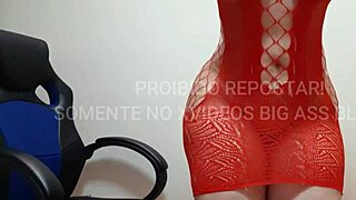 Curvy Mature Blonde Twerks Huge Ass in Red Fishnet Dress