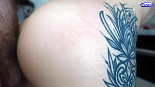wanna watch me fuck this petite tattooed girl doggystyle in the kitchen till cumshot?