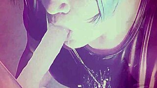 that sissy shemale slut deepthroats sloppy gagging on nasty dick like a pro