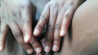 ebony bitch fingers juicy wet pussy while clothes get ripped off