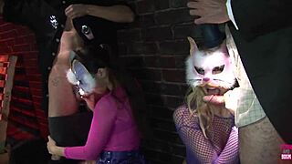 Whoa, check out these big cocks drilling tight cosplay pussies in a wild foursome!