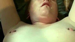 Redhead milf girlfriend's pierced nipples teased in homemade pussy sextape