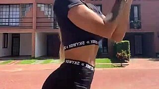 Leandra's athletic Colombian milf ass jiggles during fitness fuck session