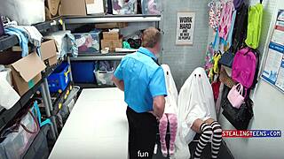 Slutty Halloween Teens Flash Nipples in Costumes Before Ripped Clothes Garage Punishment
