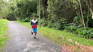 Lonely girlfriend skips park stranger temptation for wild outdoor fuck.