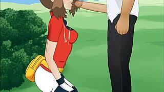 โปเกมอนเมย์ ฮาคุระดูดควยยักษ์ลึกคอในเกมอนิเมะ