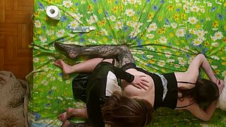 mistress nun dominates sissy with strapon quickie