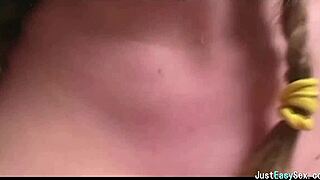 Pigtailed Brunette Squeezes Plays Teases Massive Big Tits Solo Seduction