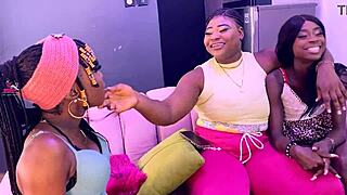 Huge ass ebony neighbors lick shaved pussies and dive muffs with toys in lingerie