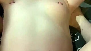 Redhead milf girlfriend's pierced nipples teased in homemade pussy sextape