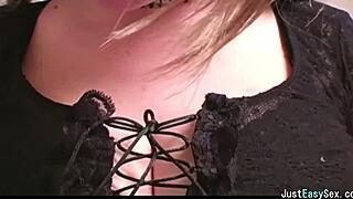 Pigtailed Brunette Squeezes Plays Teases Massive Big Tits Solo Seduction