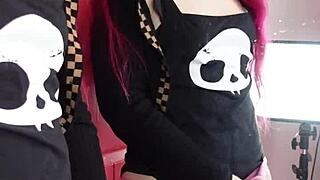 Redhead Tranny Pinky Strokes Fat Shemale Cock To Mirror Cumshot Solo