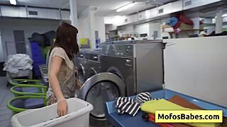 Suggestive Teen Nikki Mars Delivers Wet Outdoor Public Laundry Blowjob on Jason Legend's Big Cock