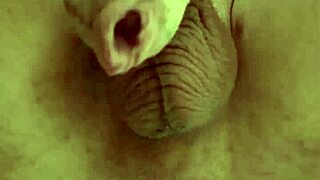 uncut tattooed cock erupts hands-free from brutal anal prolapse