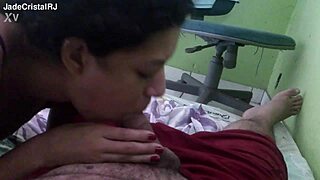 Blowjob From Hot Wife While Husband Works In The Background