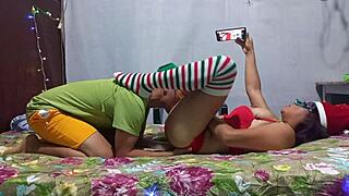 Dirty ebony stepmom seduces and rides stepsons huge cock