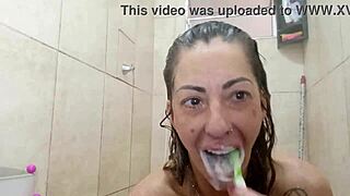 Brazilian Milf Blonde Big Tits Masturbates Orgasm In Bath Tattooed Legs Solo