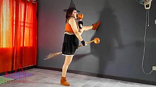 Regina Noir Velma Witch Cosplay on Halloween Stairway