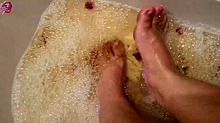 Rose Petals and Herbs Soothe My Tired Bare Feet Gently