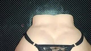 anal sex with candy in black string thong takes all semen in her hole