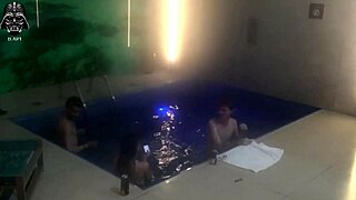 Friends' Blonde Brazilian Threesome Pool Bang