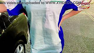 Frentista flashes her ass to cop in gas station bathroom for uncensored public bbc anal fuck?