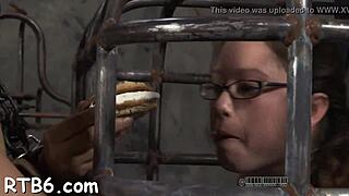 master punishes tied-up playgirl in garage with rough cock sucking pussy fucking and nasty femdom game