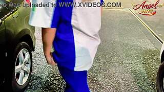 Frentista flashes her ass to cop in gas station bathroom for uncensored public bbc anal fuck?