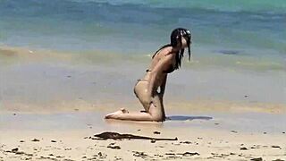 bold beach tease flaunts caribbean ass curves wild