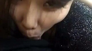 pretty chinese teen 18+ slurps cock in hot sloppy blowjob action