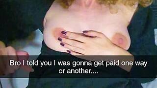 pregnant milf trades snapchat cuckold creampie to settle boyfriend's humiliating debt