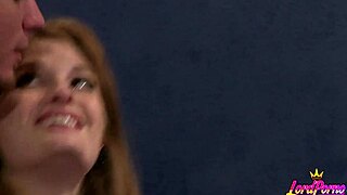redhead teen faye reagan teases her natural big tits and shaved pussy in stockings