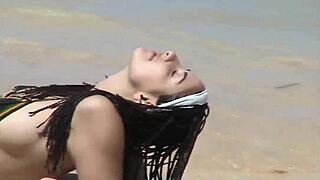 bold beach tease flaunts caribbean ass curves wild