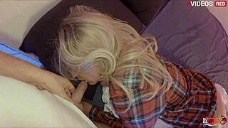 stepmom lies pantyless on bed craving my cock in mouth and wet pussy