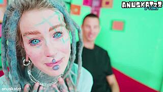 Alt Goth Pornstar Deepthroats Monster Cock on Casting Couch with ATM Facial Cumshot