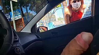 risky public jerkoff for horny student in broad daylight