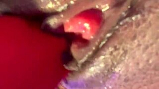 ebony cutie hits intense wet pussy orgasm up close.