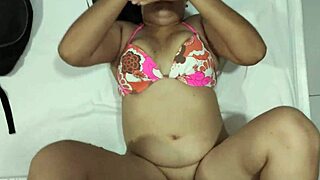 blonde cutie sucks cock on bed edge then squirts milk
