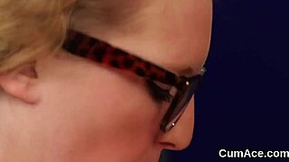 oh man that nasty stunner's face gets blasted with cum while she sucks every drop dry