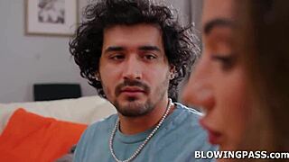 Stepmom gags on stepson's monster cock deepthroat blowjob!