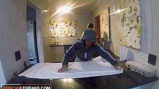 overwhelmed with lust black lesbian college roommates caught scissoring in kitchen